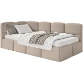 Selsey Cloudy – Kinderbett 120x200, Kopfteil links, Matratze & Bettkasten, Samt Beige