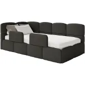 Selsey Cloudy – Kinderbett 120x200, Kopfteil links, Matratze & Bettkasten, Bouclé Braun