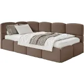 Selsey Cloudy – Kinderbett 120x200, Kopfteil links, Matratze & Bettkasten, Samt Braun