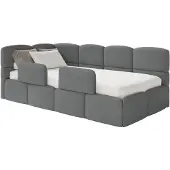 Selsey Cloudy – Kinderbett 120x200, Kopfteil links, Matratze & Bettkasten, Chenille Dunkelgrau