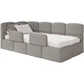 Selsey Cloudy – Kinderbett 120x200, Kopfteil links, Matratze & Bettkasten, Chenille Hellbraun