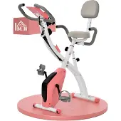 HOMCOM Heimtrainer X-Bike Fahrradtrainer LCD-Display klappbar Rosa