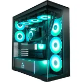Arctic Xtender Black (Clear Glass), PC, Schwarz, Transparent, EATX, ATX, micro ATX, Mini-ITX, Gehärtetes Glas, Netz, Multi, 17,1 cm