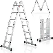 Juskys Aluminium Multifunktionsleiter 3,6 m klappbar - Tragfähigkeit bis 150 kg