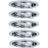 Paulmann Möbel Einbauleuchten Set Dress schwenkbar 5x20W 105VA 230/12V G4 70mm Chrom/Alu