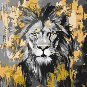 Ideyka Malen nach Zahlen – Goldener Löwe aus Metall, 40 x 40 cm –