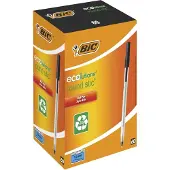 BIC Kugelschreiber mit Kappe ECOlutions Round Stic, 0,4 mm, recycelt, schwarz, 60 Stck.