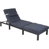 Mendler Poly-Rattan Sonnenliege HWC-A51, Relaxliege Gartenliege Liege Premium anthrazit, Kissen grau