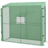 STILVORA Anlehngewächshaus Stahl grün 200x80x200/180 cm mit PE-Folie & 2 Türen