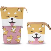 Oh My Pop Shiba-Cute Federmäppchen, Rosa, 12 x 17 cm