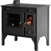 Prometey Küchenofen Holzherd Retro ECO schwarz, linke Version - 7 kW Dauerbrandherd