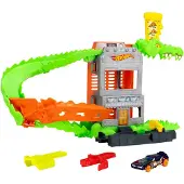 Hot Wheels City Kroko-Pizza-Attacke Spielset mit Spielzeugauto im Maßstab 1:64, mit dem Track-Schnellstecksystem kompatibel, Zug- & Schienen-Set, 3 Jahr(e), Kunststoff, Mehrfarbig