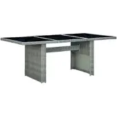 Furnicato Gartentisch Hellgrau Poly Rattan Und Hartglas