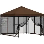 vidaXL Garten Pavillon mit Seitenwänden 3 x 3 m Braun