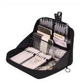 INF Multifunktionales 12-lagiges Federmäppchen Organizer Schwarz