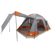 vidaXL Hütten-Zelt Grau und Orange 8-Personen Polyester und Stahl