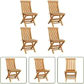 The Living Store Gartenstühle mit Beige Kissen 4 Stk. Teak Massivholz