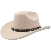 OEM Flexibele Westerse Opgerolde Hoed – Cattleman Stijl met Riem – Brede Rand – Beige