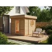 Luxhut Saunahaus Cubus-70 B, 70 mm Wandstärke (244 x 301 cm)