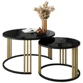 Lookway Runder Couchtisch 2in1 LORI MIX GLASS