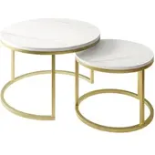 Lookway Runder Couchtisch CIRI 2in1 LEVANTO Gold Matt