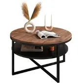 Lookway Runder Couchtisch CIRI-X mit Ablage Eiche Artisan Wotan Stirling