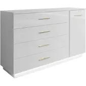 Lookway SIDEBOARD LINA II 1D4S mit LED-Beleuchtung Griffe Goldchrom