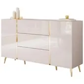 Lookway SIDEBOARD mit Schubladen ONYX Kaschmir auf goldenen Beinen Hochglanz