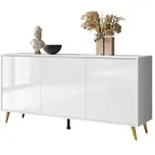 Lookway SIDEBOARDS SANAYI auf goldenen Beinen, Hochglanz Weiß/Golde Beine