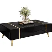 Lookway Couchtisch ONYX Hochglanz Schwarz / Schwarz hochglanz