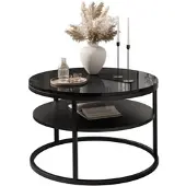 Lookway Runder Couchtisch CIRI SLIM mit Ablage Hochglanz