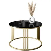 Lookway Runder Couchtisch LORI GOLD, Gold matt / Schwarz hochglanz
