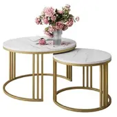 Lookway Runder Couchtisch 2in1 LORI LEVANTO mit goldenem Gestell
