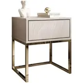 Lookway NACHTTISCH BLANCO KASZMIR auf verchromtem Gestell PUSH OPEN kaschmir/gold chrom