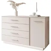 Lookway KOMMODE LINA KASCHMIR II 1D4S mit LED-Beleuchtung Griffe Silberchrom