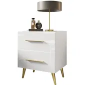 Lookway NACHTTISCH AURA LUX mit Hochglanzplatte auf Beinen – Beinfarbe: Gold