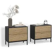 Livinity NACHTTISCH Aterno Goldkraft Eiche/Anthrazit 2er set