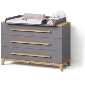 Livinity WICKELKOMMODE Mailo Grau/Artisan XL mit 3 Schubladen