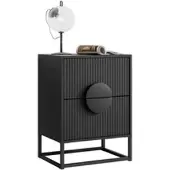 Lookway NACHTTISCH LUNO mit gerillter Front auf Gestell schwarz