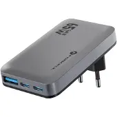 Forcell , GaN III 65W Wandladegerät mit 2 USB-C + USB, Schnell, schlank, Grau