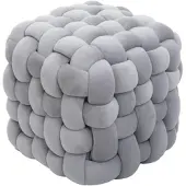 Mendler Hocker HWC-Q48, Sitzhocker Ottomane Polsterhocker Knoten-Pouf, Samt (220g/m2) 39cm ~ dunkelgrau