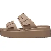 Crocs Sandalen Brooklyn Buckle Low Wedge Damen Latte-Schuhgröße 36 - 37