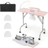 Northix Klappbarer Nageltisch mit elektrischer Staubabsaugung, Rosa