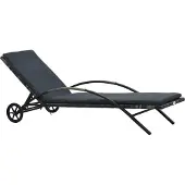 Syfax Sonnenliege mit Kissen und Rädern Poly Rattan Anthrazit