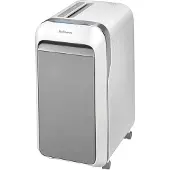 Fellowes Aktenvernichter Microshred LX 221, Mikropartikelschnitt 2 x 12 mm, P-5, 30 l, 20 Blatt Schnittleistung, mit Rollen, weiß