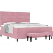 vidaXL Boxspringbett mit Kopfteil Rosa 200 x 180 cm Samt