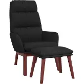 vidaXL Relaxsessel mit Hocker Schwarz Stoff