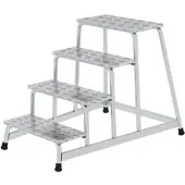 Proregal Arbeitspodest starr | 4 Stufen | Aluminium-Warzenblech | Rutschfeste Kunststoffschuhe