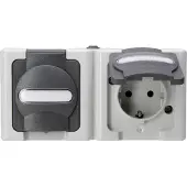Heinrich 131256002, CEE 7/3, 2 Modul(e), CEE 7/4, Schwarz, Grau, 250 V, 16 A