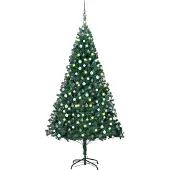 vidaXL Künstlicher Weihnachtsbaum mit LEDs & Kugeln Grün 240 cm